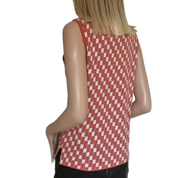 Nicole Miller Rayon Blend Checkered Knit Sleeveless Top Tank Sweater Versatile - Picture 7 of 13